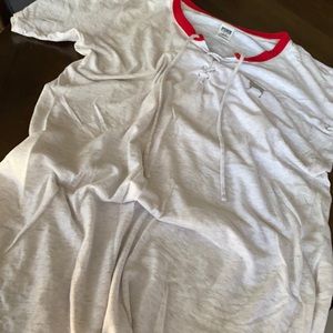 PINK Victoria's Secret White and Red Pajama Top